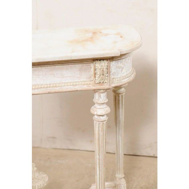 White Mid 20th Century French Neoclassical Console with Marble Top For Sale - Image 8 of 13