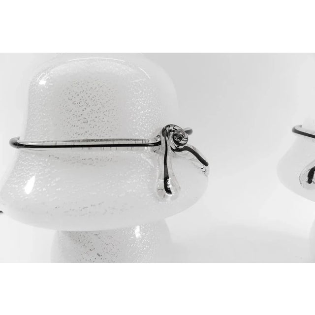 White Murano Mushroom Table Lamps, 1960s, Set of 2 For Sale - Image 8 of 11