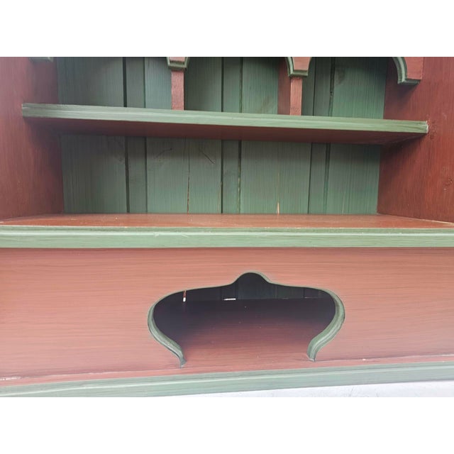 Wooden cabinet in folk style, 1950s-1960s, dimensions height 62.7 cm, width 59.5 cm, depth 25.8 cm.