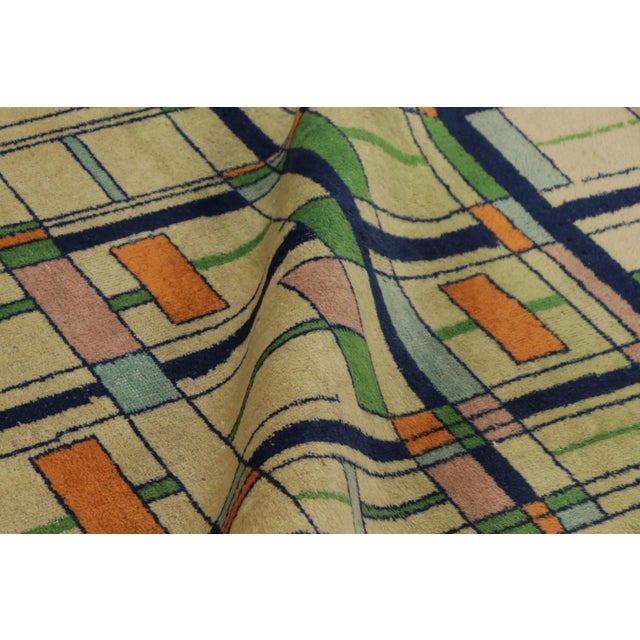 Textile Vintage Zeki Müren Rug in Green With Colorful Geometric Pattern - Rug & Kilim For Sale - Image 7 of 8