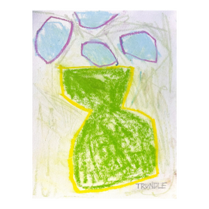 Sarah Trundle, Contemporary Abstract Drawing on Paper, "Green Vase"