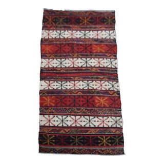 1970s Vintage Handmade Wool Cotton Red Kilim Area Rug For Sale