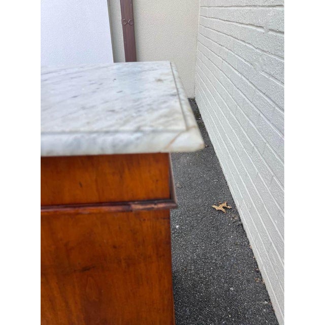 Antique 19th Century Victorian Style Marquetry King Wood Inlaid Marble Side Cabinet. For Sale - Image 4 of 10