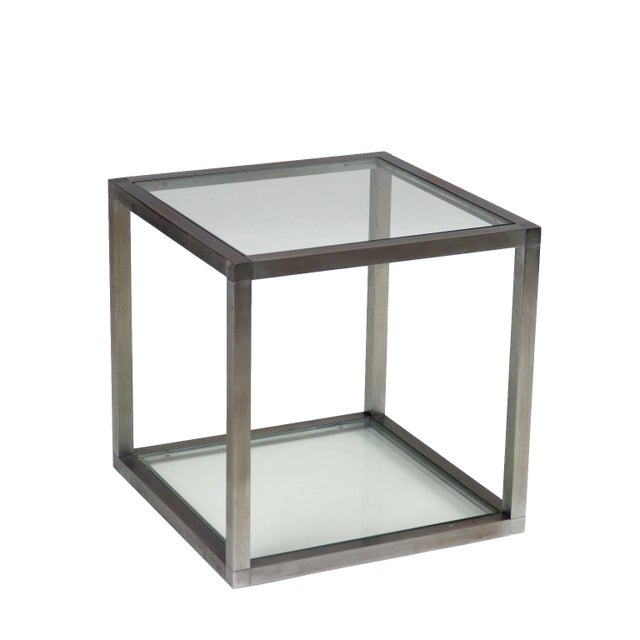 Vintage Cubic Coffee Table in Glass & Metal, Italy, 1960s For Sale - Image 9 of 9