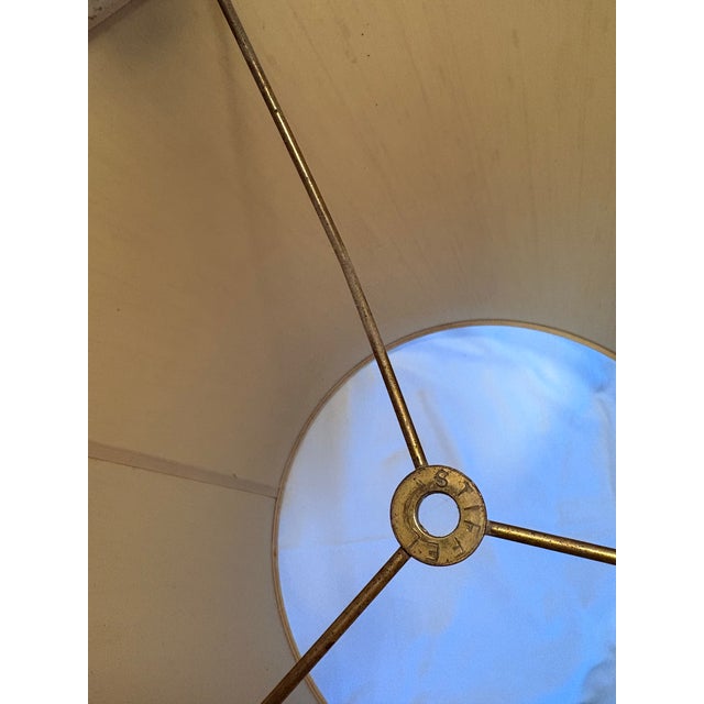 1960s MCM Torchiere Lamp Stiffel, Candle Stick Neoclassical Brass Finish With Original Shade & Finial. 3-Way Elc. For Sale - Image 10 of 12