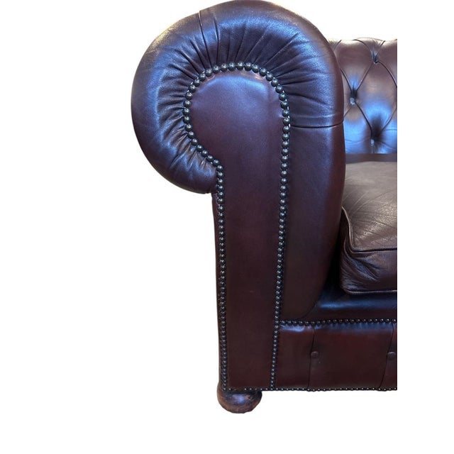 Brown Vintage Chesterfield Armchairs in Brown Leather, Set of 2 For Sale - Image 8 of 11