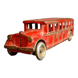 Antique Arcade Cast Iron Fageol Safety Bus 8" Red Vintage Toy Car Vehicle 1920s