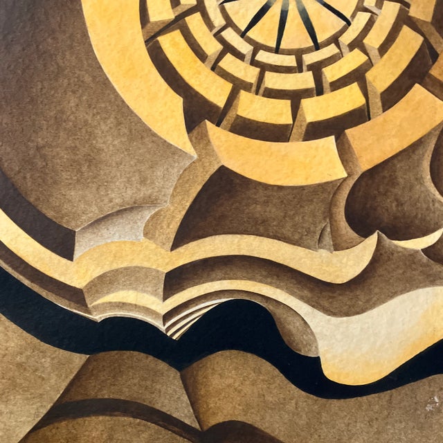 Abstract 1970’s Original Abstract Precisionist Watercolor Painting For Sale - Image 3 of 5