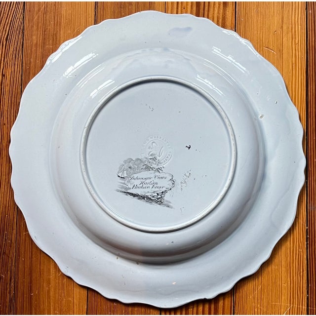 Antique 19th Century English Staffordshire Clews Historical Brown Transferware Soup Plate Picturesque Views Hudson, New York & Hudson River For Sale - Image 12 of 12