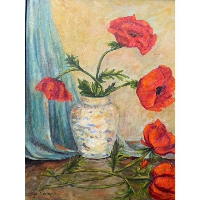 Oil on Board, Summer Poppies, Signed, French, c.1960 For Sale - Image 6 of 17