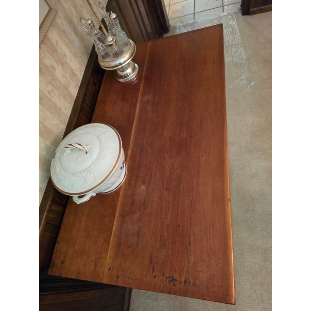 Brown Mid 1800's Cherry Sideboard / Dining Buffet With Hand Carved Pulls (Empire Transition Period) For Sale - Image 8 of 9