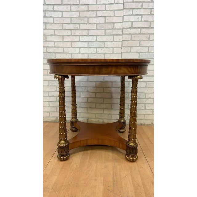 Hollywood Regency Round Brass Palm Tree Legs Accent Table by Maitland Smith For Sale - Image 11 of 11