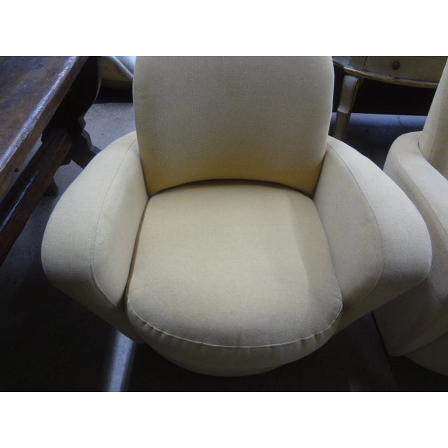 Textile 1980s Pair of Michael Wolk Style Swivel Chairs For Sale - Image 7 of 12