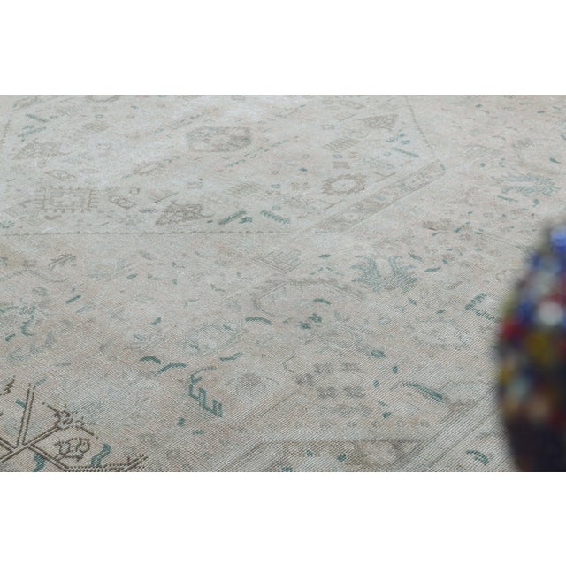 1970s Vintage Persian Handmade Wool Cotton Beige Area Rug For Sale - Image 10 of 11