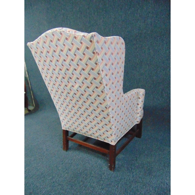 Wood Hickory Chair Co Chippendale Style Mahogany Wing Chair For Sale - Image 7 of 9