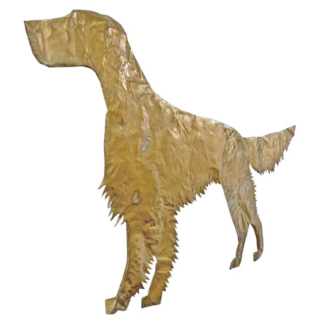 Cabin Vintage Hammered Brass English Setter Weathervane For Sale - Image 3 of 14