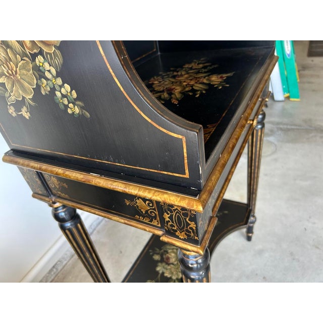 Late 20th Century Maitland-Smith Black & Gold Chinoiserie Painted Bookcase / Display Shelf For Sale - Image 15 of 16