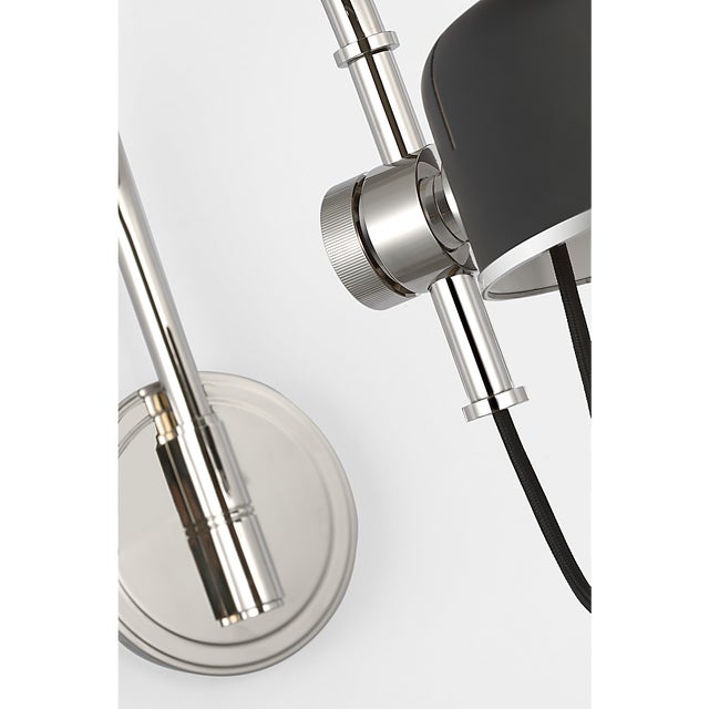 Thomas O'Brien for Visual Comfort Signature Oso 13" Articulating Arc Wall Light in Polished Nickel with Matte Black Shade For Sale - Image 13 of 14
