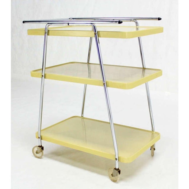 Retro Space Age Mid-Century Modern Enameled Metal Serving Cart, circa 1950s