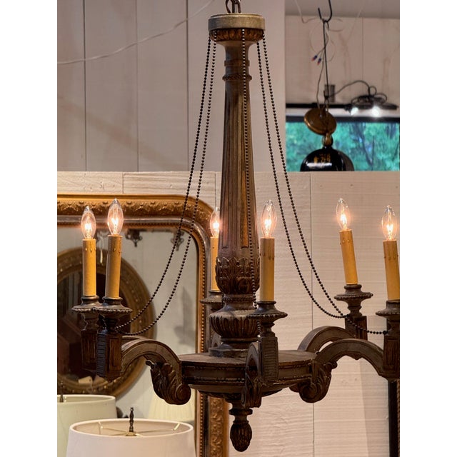 Carved and Painted Chandelier For Sale - Image 4 of 15