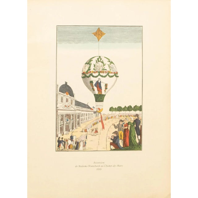 A stunning large vintage reproduction offset lithograph (print) of antique gravure (engraving) of "Ascent of Madame...