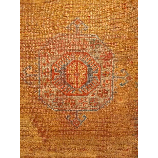 19th Century Antique Turkish Oushak Area Rug, 1880s, Pale Yellow & Blue, 5' x 5' For Sale - Image 11 of 14
