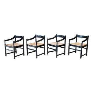1970s Vintage Vico Magistretti 'Carimate' Style Armchairs - Set of 4 For Sale