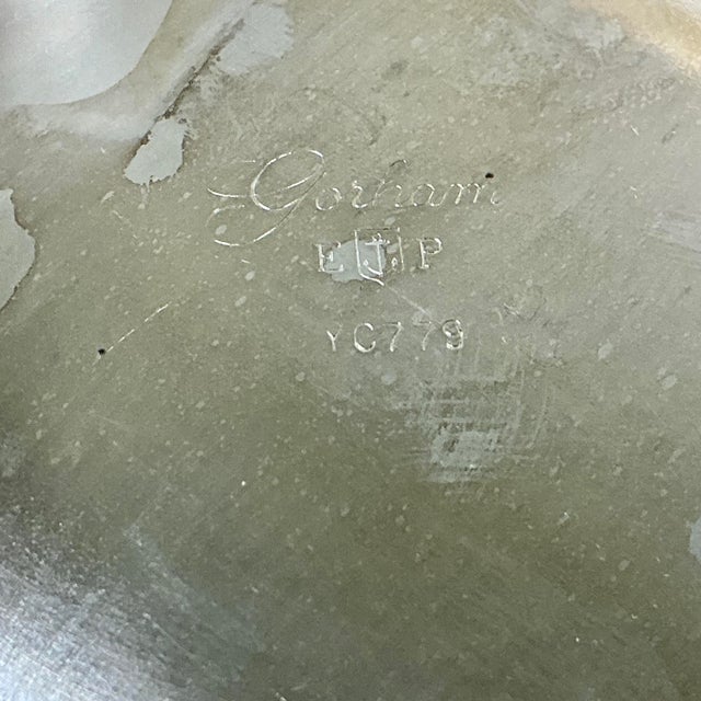1970s 1970s Vintage Hollywood Regency Chippendale Gorham Silverplate Revere 6.5” Footed Serving Bowl For Sale - Image 5 of 6