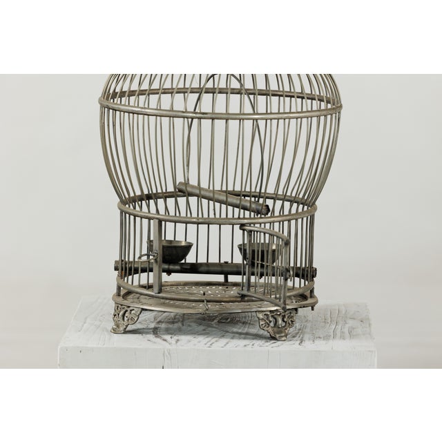 Antique Indian Brass Bird Cage with Montgolfière Form and Pierced Feet For Sale - Image 18 of 18