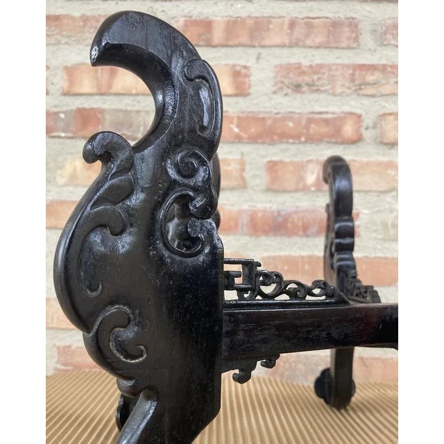 Mid-Century Chinese Carved Wood Zitan Stand, 1950s For Sale - Image 10 of 12