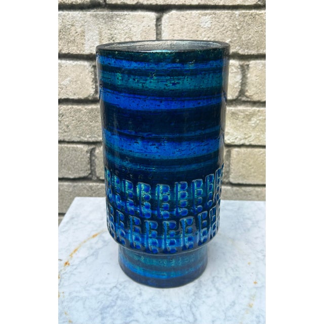 Italian Bitossi Rimini Blue Ceramic Vase, 1960s, Designer Aldo Londi For Sale - Image 13 of 13