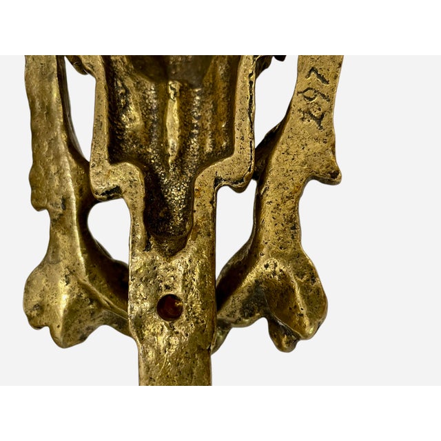 Metal 1910s Art Nouveau Brass Door Knocker For Sale - Image 7 of 12