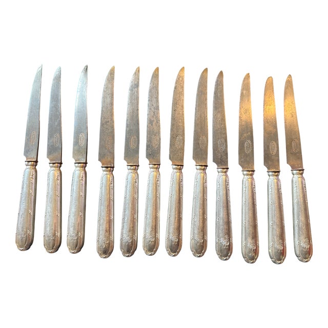 Silver-Plated Metal Knife Set from Ercuis, 1950s, Set of 12 For Sale