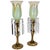 Steuben Pulled Feather Shades on Antique Brass Lamp With Prisms - a Pair For Sale - Image 9 of 9