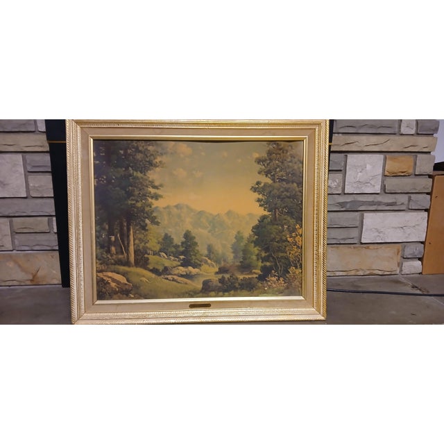 The Tetons by R. Wood – Vintage Framed Landscape Oil Painting – Classic Mountain Scene For Sale - Image 12 of 12
