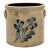 Excellent Antique 1870s American Blue Double Flower Decorated 3 Gallon Stoneware Crock by J Fisher in Lyons New York For Sale
