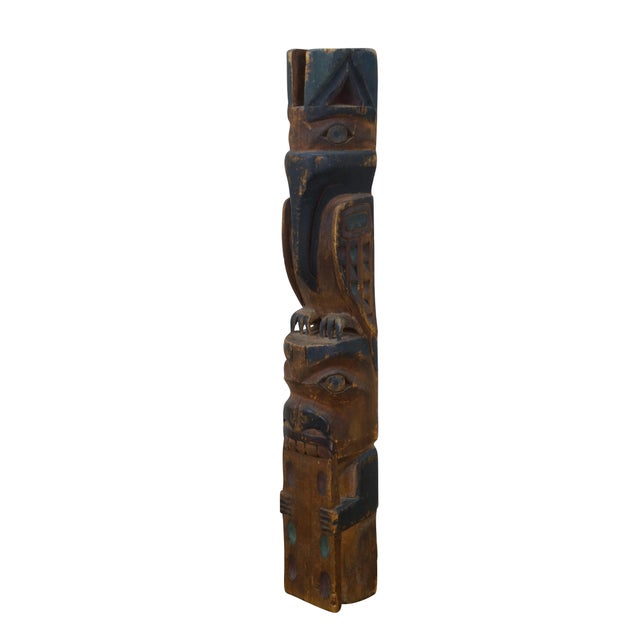 Native American Mid 20th Century Northwest Coast Native American Haida Tiki Totem Pole Sculpture 16" For Sale - Image 3 of 13