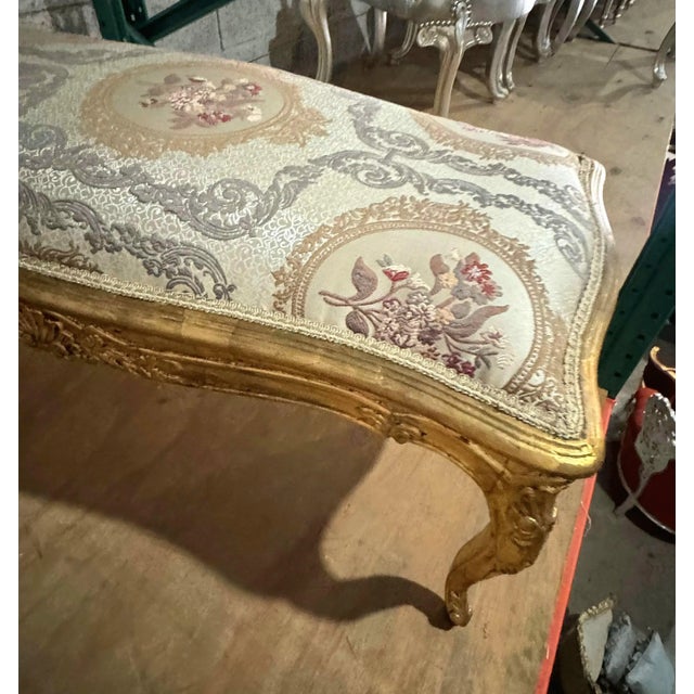Bench French Style With Gold Leaf Details For Sale In Miami - Image 6 of 6