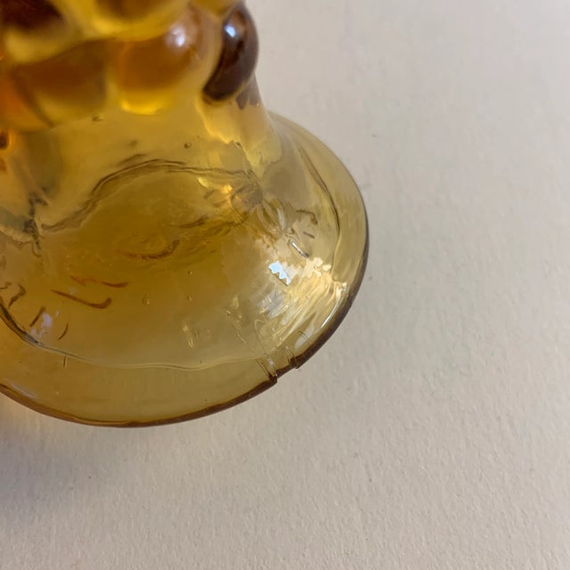 Amber Mid-Century Italian Grape Glass Bottles - a Pair For Sale - Image 8 of 9