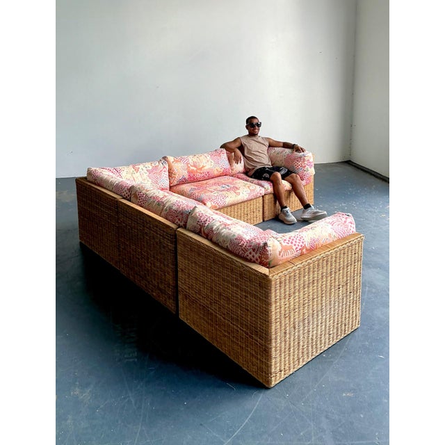 Vintage Woven Rattan Sectional Sofa For Sale - Image 15 of 17