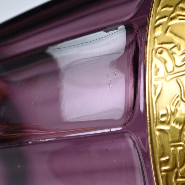 Gold Gold Frieze Amethyst Glass Ice Bucket with Ladle from Walther, 1950s, Set of 2 For Sale - Image 8 of 10