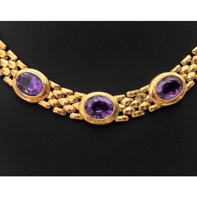 18k Yellow Gold and Amethyst Necklace For Sale - Image 4 of 14