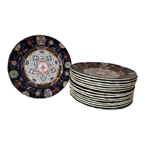 Signed Antique Ashworth Bros Ironstone Dinner Plates -B2828 Circa 1860, Set of 15