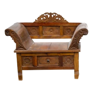 19th Century Tage Teak Balinese Hand Carved Armchair