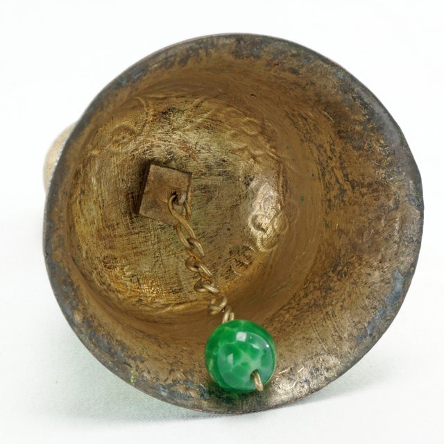 Metal Qing Chinese Enameled Metal Bell With a Bronze Mandarin Hat Finial For Sale - Image 7 of 9