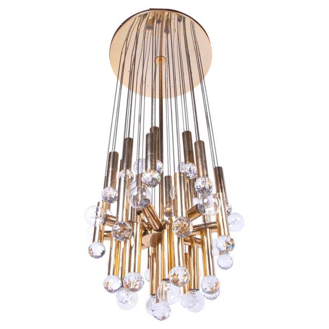 Hollywood Regency Cascading 36 Chandelier Swarovski Crystal Gilt Brass by Ernst Palme, 1960 For Sale - Image 3 of 16