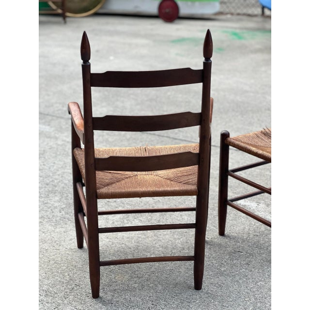 Wood Early 20th Century Rush Seating Ladderback Chairs - Set of 4 For Sale - Image 7 of 8