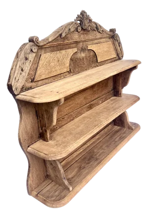Early 1900s French Pine Plate Rack/Wall Shelves