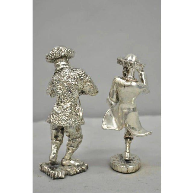 Vintage the Fiddler & Dancing Rabbi 925 Sterling Silver Over Copper Figures For Sale - Image 9 of 12