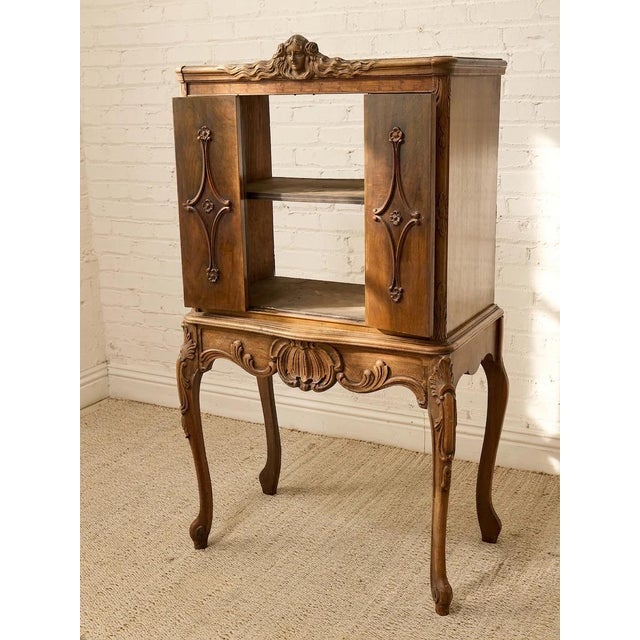 Wood Antique French Louis XV Style Figural Marquetry Cabinet For Sale - Image 7 of 12